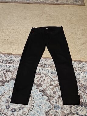 Hudson Jeans Women's Black Cuffed Boyfriend Jeans